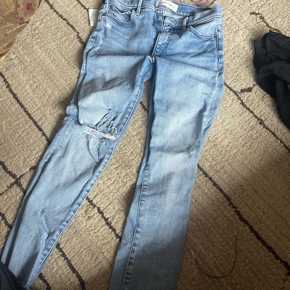 Denim Forum Blue Ankle Cropped Jeans